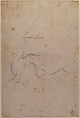 Study for a Triton (recto); Anatomical Studies ? (verso), Gian Lorenzo Bernini (Italian, Naples 1598–1680 Rome), Red chalk, the background tinted with an almost imperceptible pale brown wash, framing lines in pen and brown ink (recto); black chalk (verso)